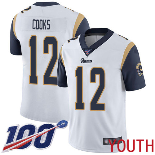 Los Angeles Rams Limited White Youth Brandin Cooks Road Jersey NFL Football #12 100th Season Vapor Untouchable->youth nfl jersey->Youth Jersey